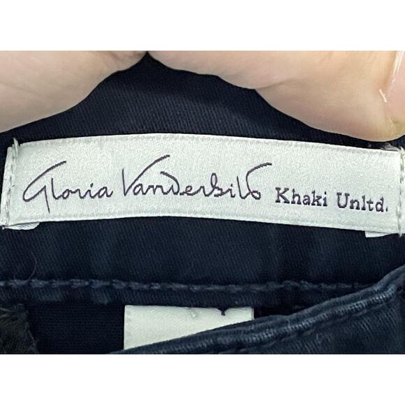 Gloria Vanderbilt Pants Womens 8P Petite Navy Violet Capri Stretch Button Hem - Picture 10 of 14